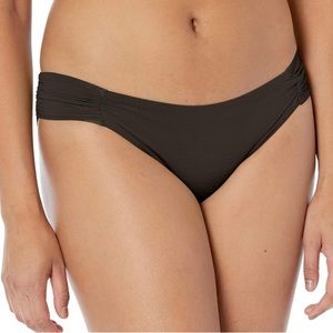 NWT Trina Turk Black Shirred Side Bikini Bottoms, 6